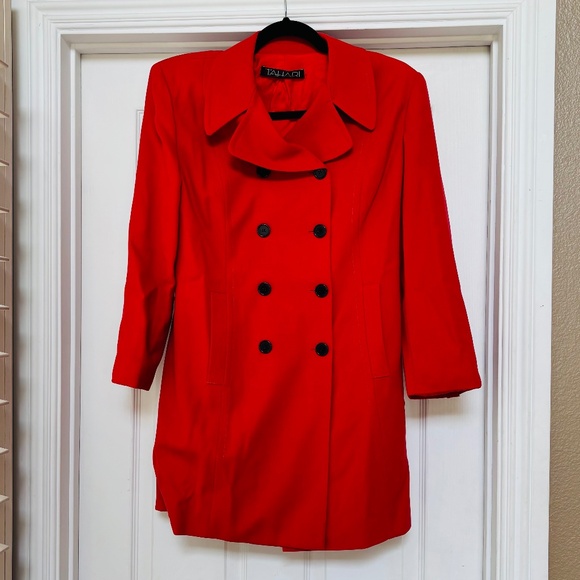 Tahari Women's Double-Breasted Red Peacoat - Picture 1 of 6